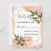 モダン金ゴールドフレームアイボリーグリーンフローラRSVP 招待状 (正面)