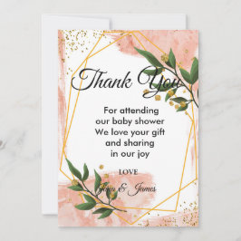 モダン金ゴールドフレームアイボリー緑のフローラ感謝していユー 招待状