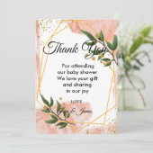 モダン金ゴールドフレームアイボリー緑のフローラ感謝していユー 招待状 (スタンド正面)