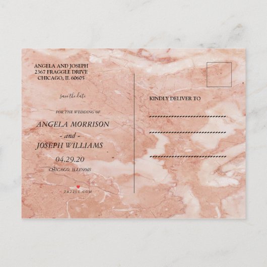 モダン金ゴールドフレームアイボリー緑のフローラ日付の保存 案内ポストカード (裏面)