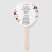 モダン金ゴールドフレーム開花フローラ結婚式 プログラム ハンドファン (裏面)