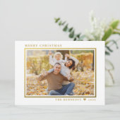 モダン金ゴールドフレーム2家族写真メリークリスマス シーズンカード (スタンド正面)