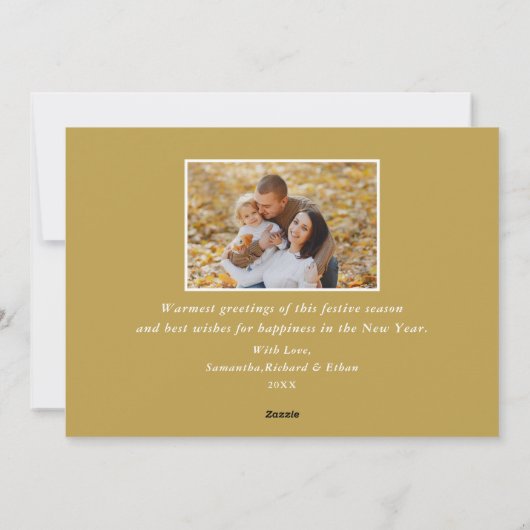 モダン金ゴールドフレーム2家族写真メリークリスマス シーズンカード (裏面)
