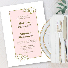 モダン金ゴールドフレ結婚ーム 招待状