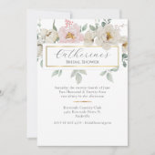 モダン金ゴールドフローラブライダルシャワー 招待状 (正面)