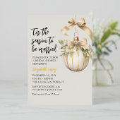 モダン金ゴールドブライダルシャワー |クリスマスオーナメント 箔招待状 (立ち正面)