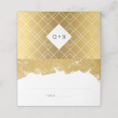 モダン金ゴールドブラシのストローク座席表 プレイスカード (外部開封)