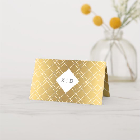 モダン金ゴールドブラシのストローク座席表 プレイスカード (裏面)