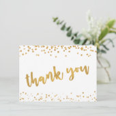 モダン金ゴールドブラシスクリプト紙吹雪ありがとう サンキューカード (スタンド正面)