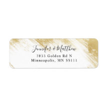 モダン金ゴールドブラシストローク差出人住所