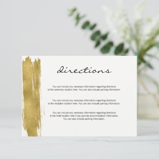 モダン金ゴールドブラシストローク方向エンクロージャカード 招待状 (スタンド正面)