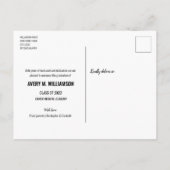 モダン金ゴールドブラシストローク黒の大学院名 案内ポストカード (裏面)