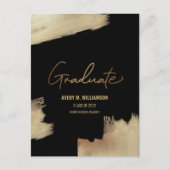 モダン金ゴールドブラシストローク黒の大学院名 案内ポストカード (正面)