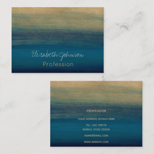 モダン金ゴールドブラシスト絵画ローク 名刺 (正面/裏面)