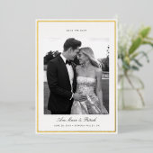 モダン金ゴールドブラシ付きフレーム結婚写真の日付 箔招待状 (立ち正面)