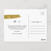 モダン金ゴールドブラシ結婚ストロークありがとうはがき ポストカード (裏面)