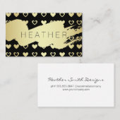 モダン金ゴールドブラシ/ゴールデンハート 名刺 (正面/裏面)