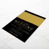 モダン金ゴールドブラス結婚ストローク 箔招待状 (回転した状態)