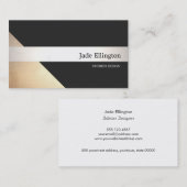 モダン金ゴールドブラックとシルバーのデザイストライプのナー 名刺 (正面/裏面)
