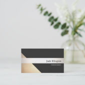 モダン金ゴールドブラックとシルバーのデザイストライプのナー 名刺 (スタンド正面)