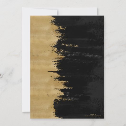 モダン金ゴールドブラックのブラシストロークの抽象芸術絵画の (裏面)