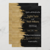 モダン金ゴールドブラックのブラシストロークの抽象芸術絵画の (正面/裏面)