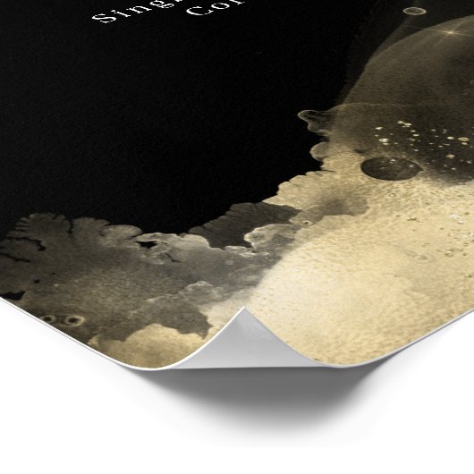 モダン金ゴールドブラックウォーター色の価格表 ポスター (角)