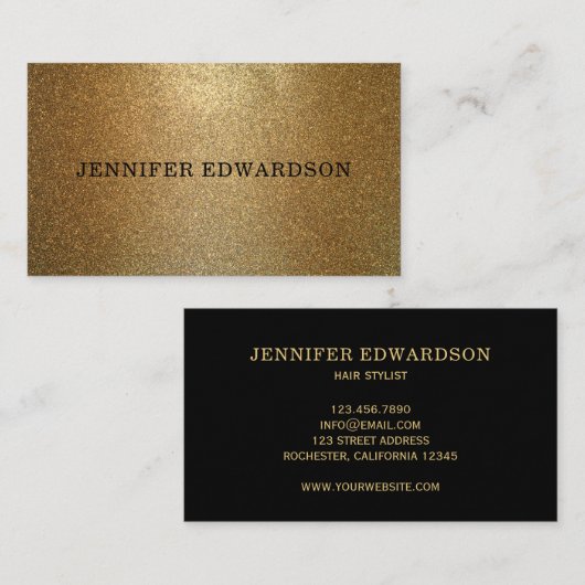 モダン金ゴールドブラックスタイリッシュシックプロフェッショナル 名刺 (正面/裏面)