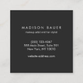 モダン金ゴールドブラックストライプの美しいサロン スクエア名刺 (裏面)