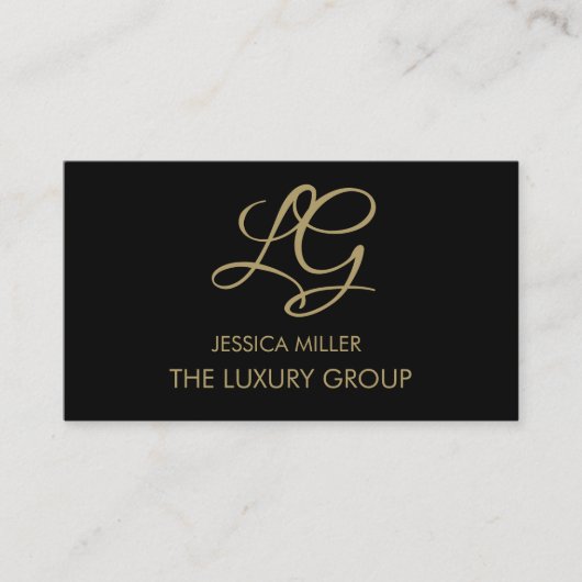 モダン金ゴールドブラックタイラグジュアリーエレガントスクリプトロゴ コーリングカード (正面)