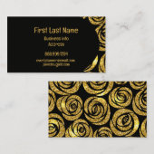 モダン金ゴールドブラックバラエレガント 名刺 (正面/裏面)