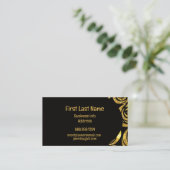 モダン金ゴールドブラックバラエレガント 名刺 (スタンド正面)