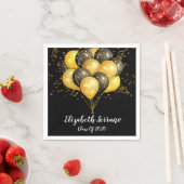 モダン金ゴールドブラックバルーン紙吹雪グラードパーティー スタンダードカクテルナプキン (インサイチュ)