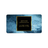 モダン金ゴールドブラックブルーアイス差出人住所 ラベル (正面)