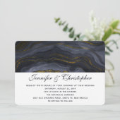 モダン金ゴールドブラックブルーグレー瑪瑙抽象芸術結婚 招待状 (スタンド正面)