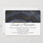 モダン金ゴールドブラックブルーグレー瑪瑙抽象芸術結婚 招待状 (正面)