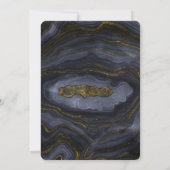 モダン金ゴールドブラックブルーグレー瑪瑙抽象芸術結婚 招待状 (裏面)