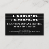 モダン金ゴールドブラックマーブルサロン ロイヤリティカード (裏面)