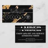 モダン金ゴールドブラックマーブルサロン ロイヤリティカード (正面/裏面)