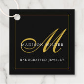 モダン金ゴールドブラックモノグラムのジュエリー設計者 フェイバータグ (正面)