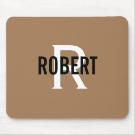 モダン金ゴールドブラックモノグラム名 マウスパッド