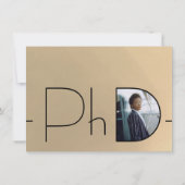 モダン金ゴールドブラック写真PhD卒業 招待状 (裏面)