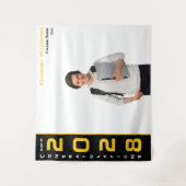 モダン金ゴールドブラック卒業写真パーティー タペストリー (正面)