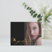 モダン金ゴールドブラック書道シック写真GRAD 案内ポストカード (スタンド正面)