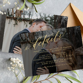 モダン金ゴールドブラック色あせ結婚の詳細 エンクロージャーカード