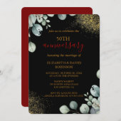 モダン金ゴールドブラック50結婚周年 招待状 (正面/裏面)