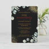 モダン金ゴールドブラック50結婚周年 招待状 (スタンド正面)