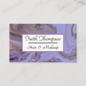 モダン金ゴールドブラック・パープル大理石ヘア&メイクアップ 名刺 (正面)