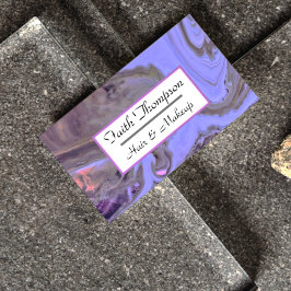 モダン金ゴールドブラック・パープル大理石ヘア&メイクアップ 名刺