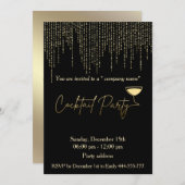 モダン金ゴールドブラック・ホリ・カクテルパーティー企業の 招待状 (正面/裏面)